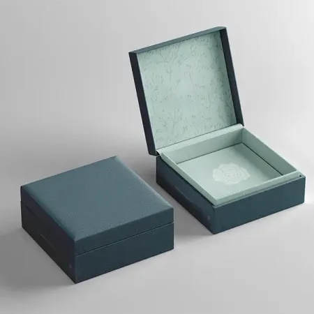 Textured teal wrap on a jewellery box